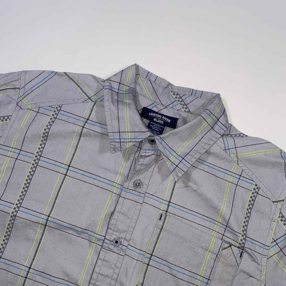 Canyon River Blues Boys Plaid Short Sleeve Button Up Shirt Size L G‎